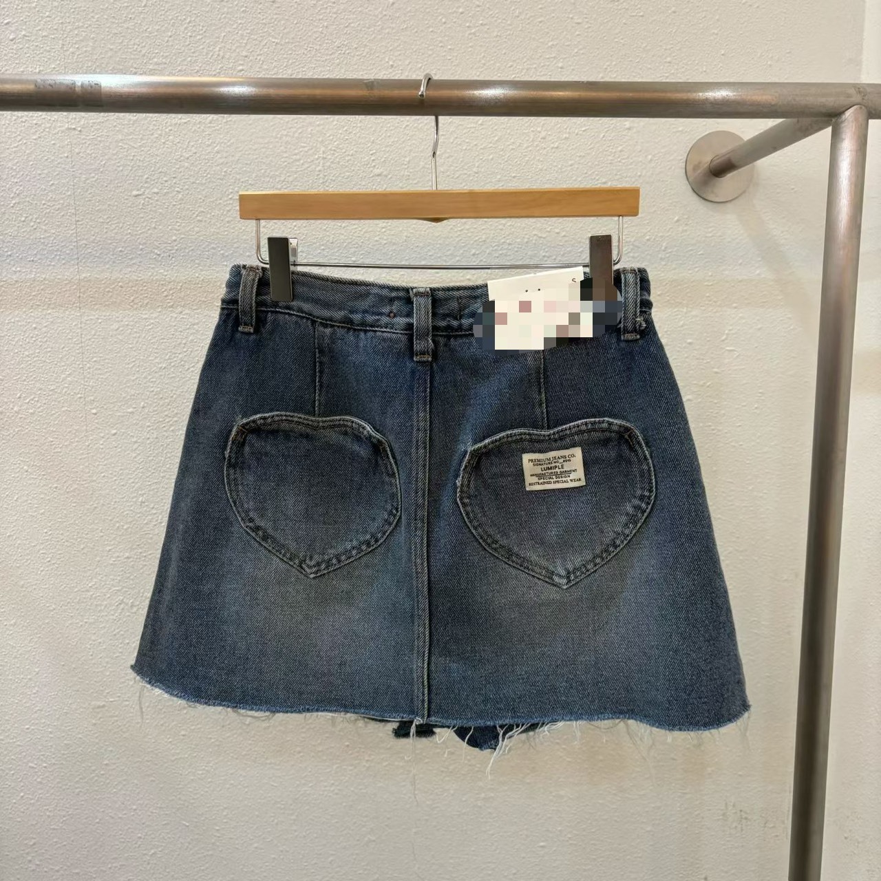 6641愛心口袋牛仔短褲裙