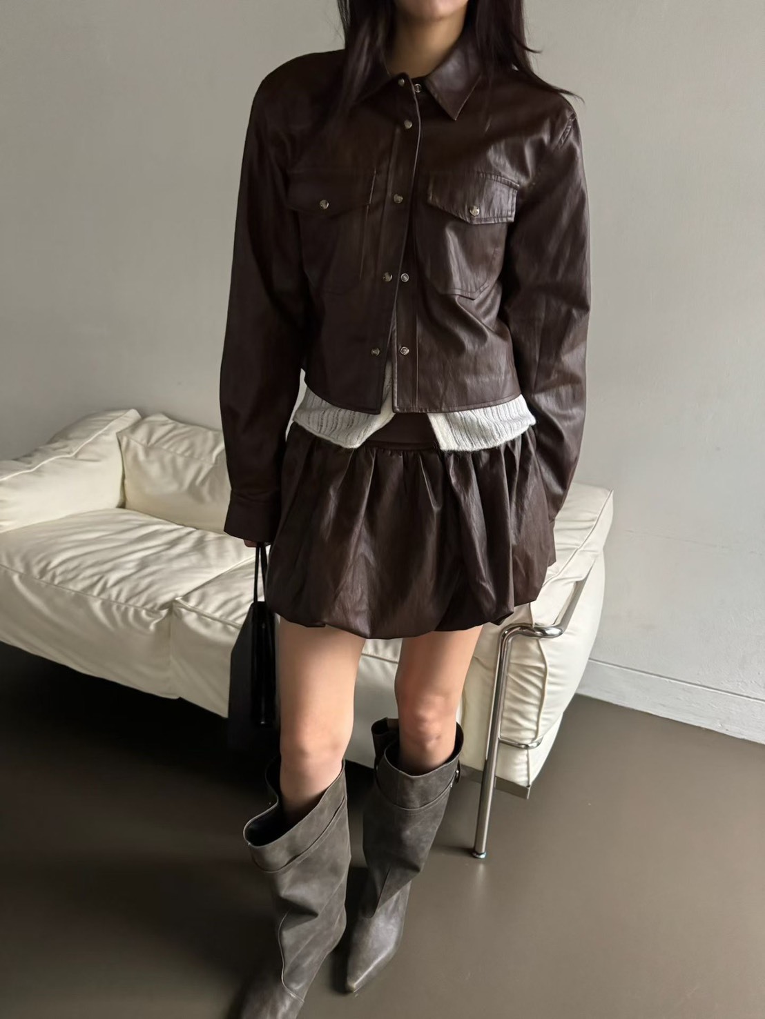 帥風PU襯衫 短裙(分售)