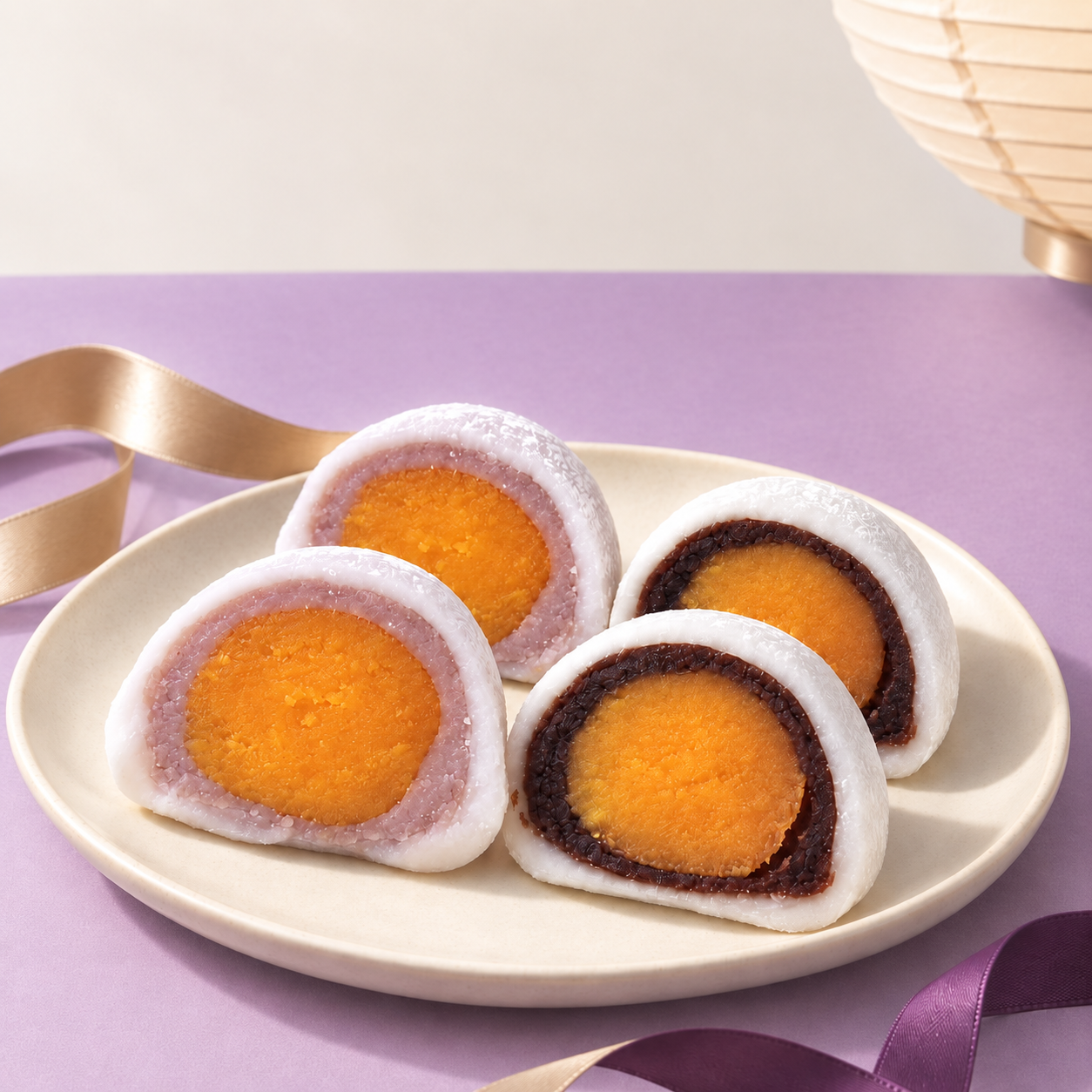 【 鹹蛋黃大福四入組 】芋泥2入 + 烏豆沙2入