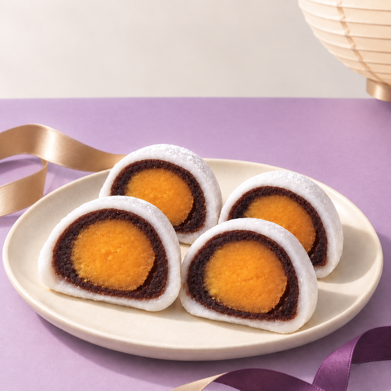 【 鹹蛋黃大福四入組 】烏豆沙4入