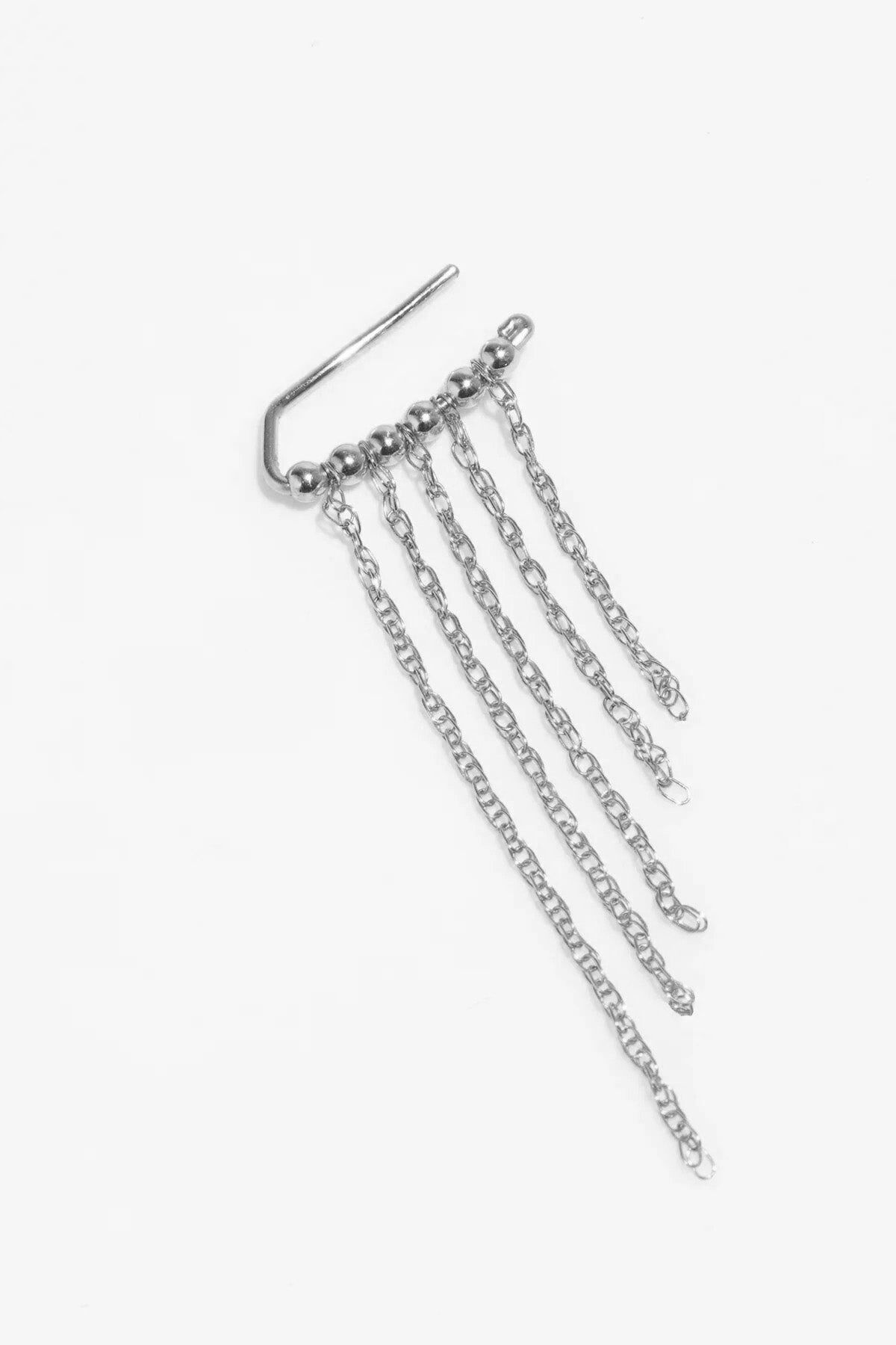 1YA0915-196 [YAY PARIS] Small Fringe 銀色小型流蘇耳骨夾 (EU)