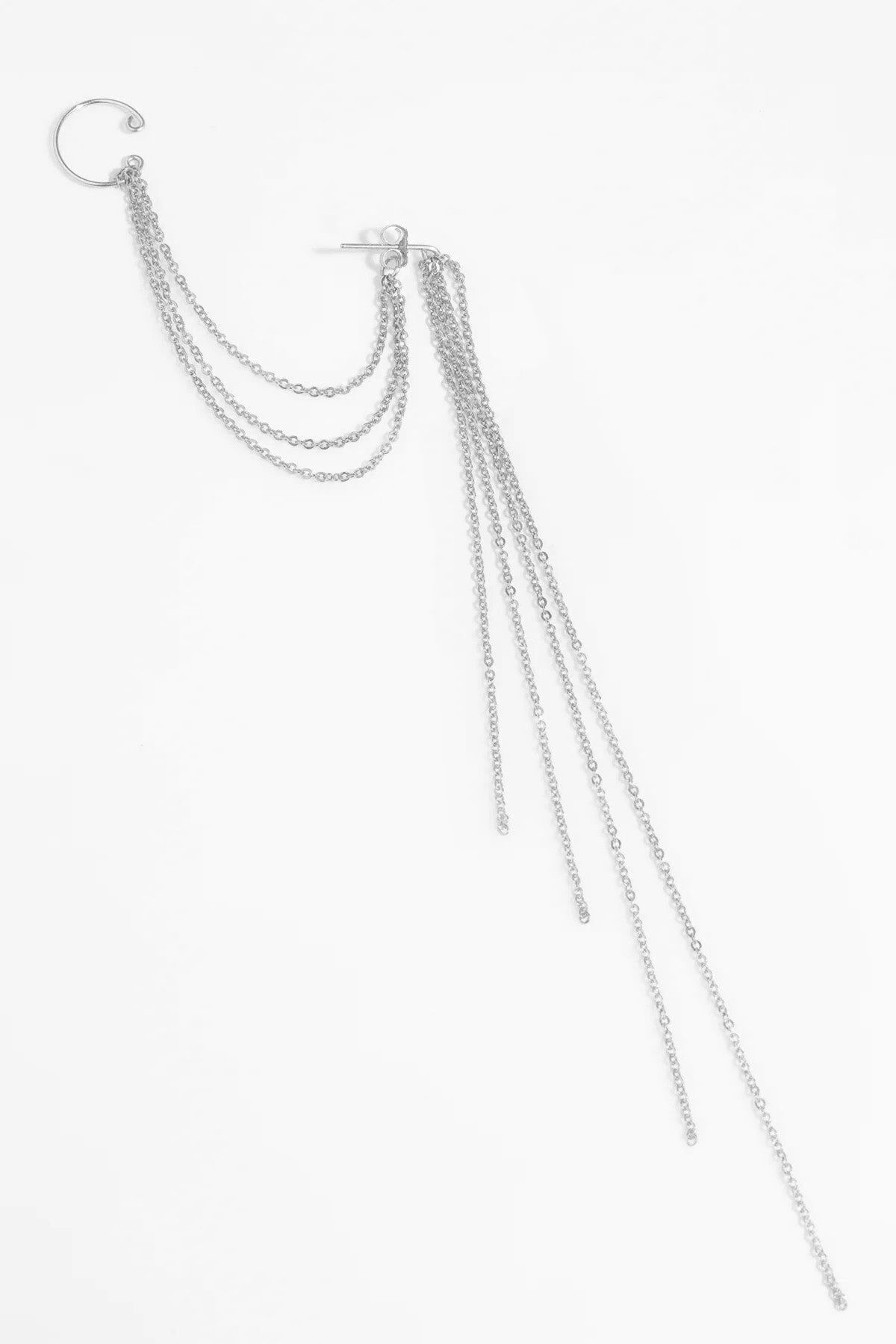 1YA0915-224 [YAY PARIS] Triple Chain 銀色三重鏈條耳飾 (EU)