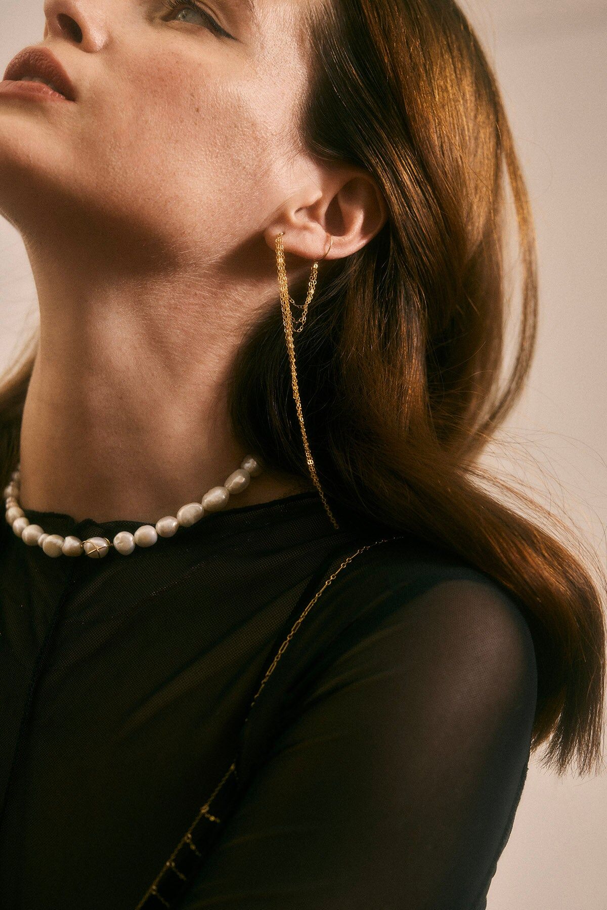 1YA0915-223 [YAY PARIS] Triple Chain 三重鏈條耳飾 (EU)