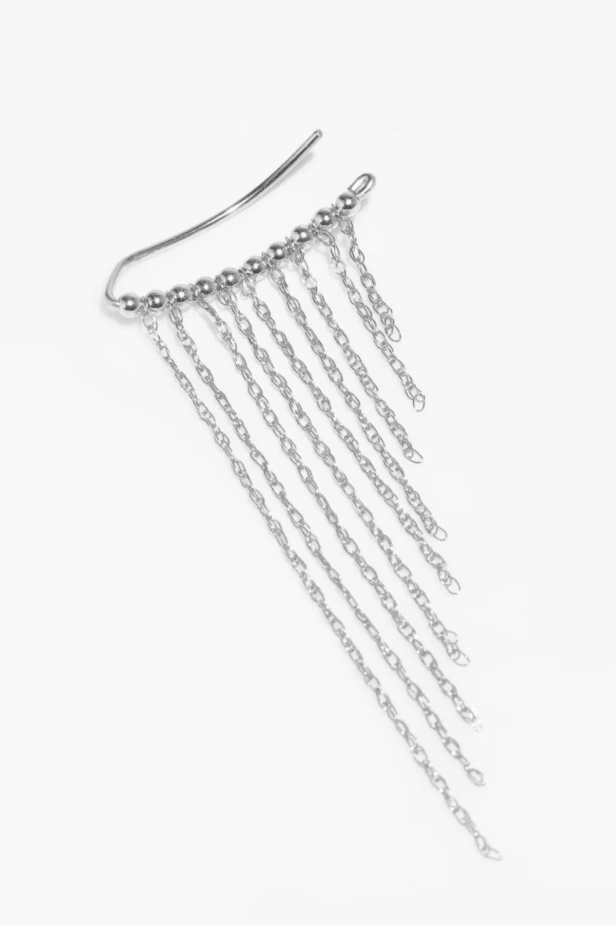 1YA0915-221 [YAY PARIS] Large Fringe 銀色大型流蘇耳骨夾 (EU)