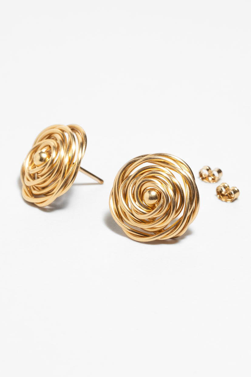 1YA0915-227 [YAY PARIS] Large Rosa 金色大型耳釘 (EU)
