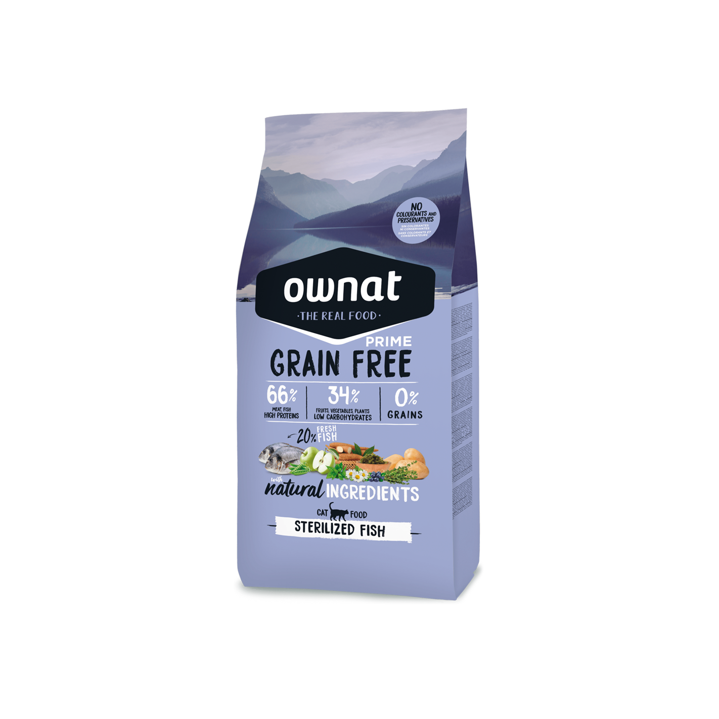 Ownat 無穀物鮮肉貓糧| 混合魚類與肉類| 已絕育 體重管理配方| 1kg