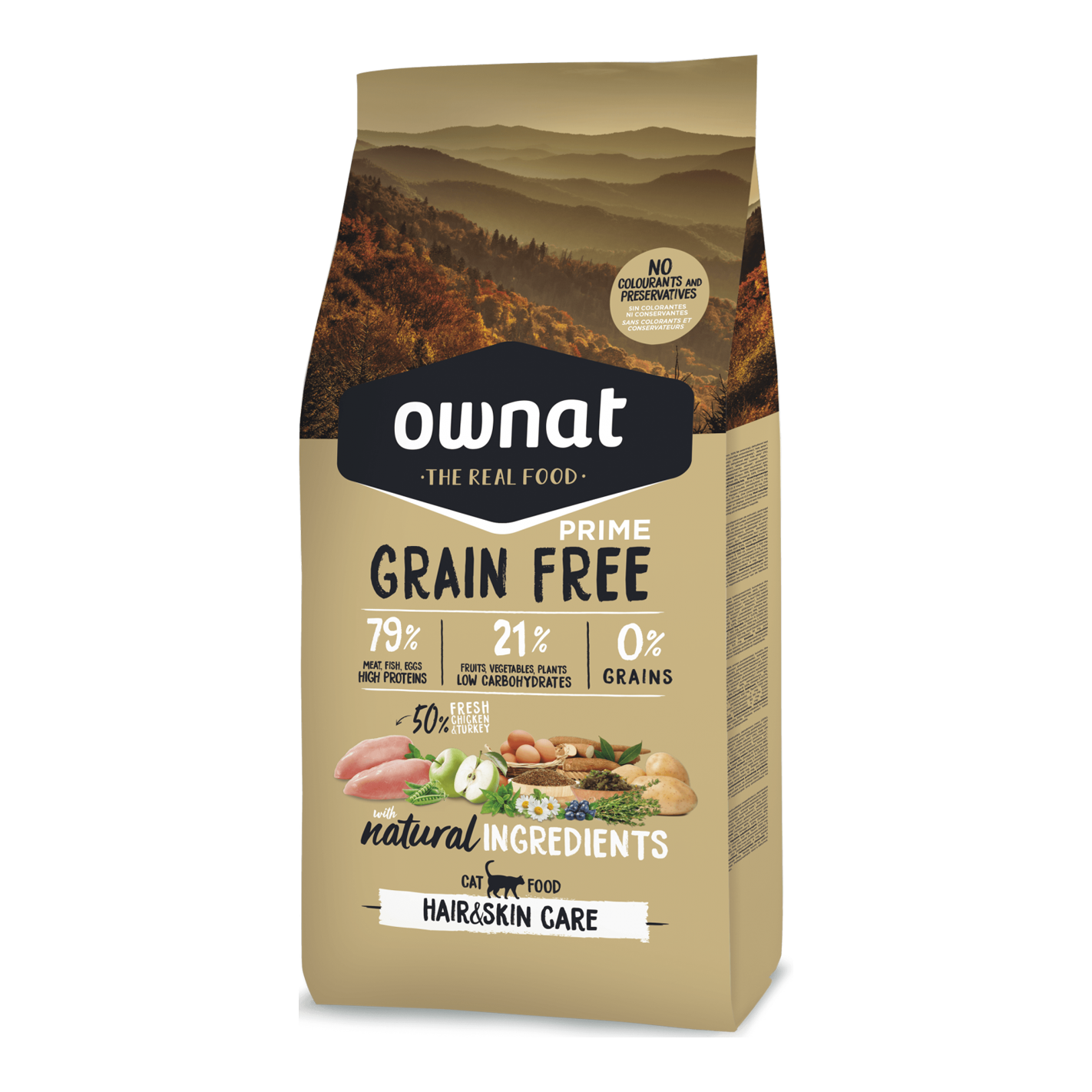 Ownat 無穀物鮮肉貓糧| 放牧雞肉火雞| 全齡貓 毛髮亮麗| 3kg