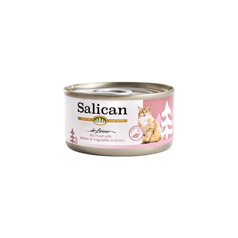 Salican 肉汁貓罐| 三文魚蔬菜| 85g