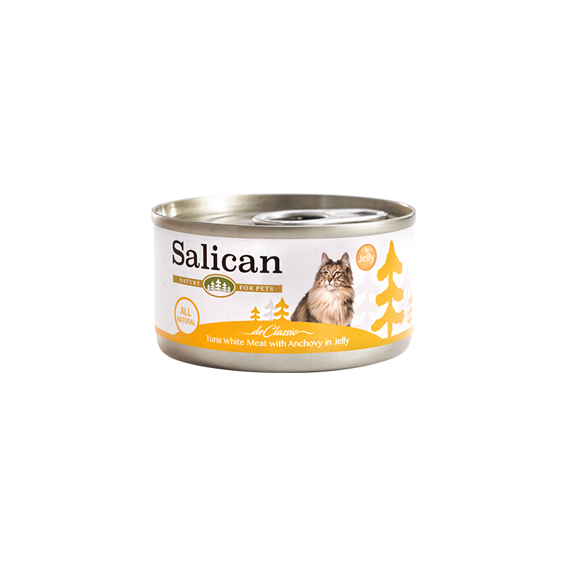 Salican 白肉吞拿魚鯷魚啫喱貓罐|  85g