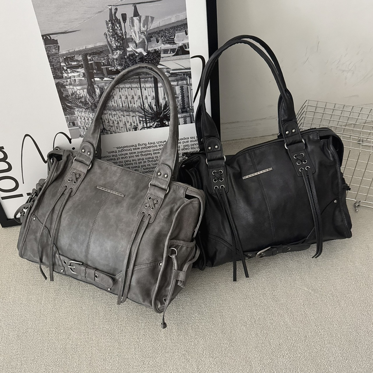 （現貨）韓牌 Fancy Club BELTED 水洗 皮革 單肩包 F25QE990