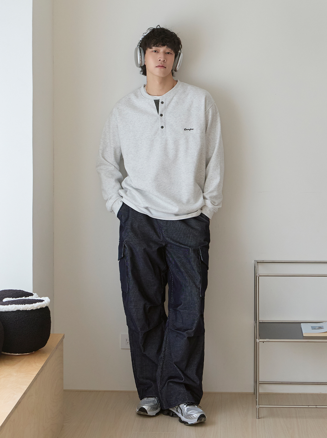 燈心絨口袋造型傘兵褲