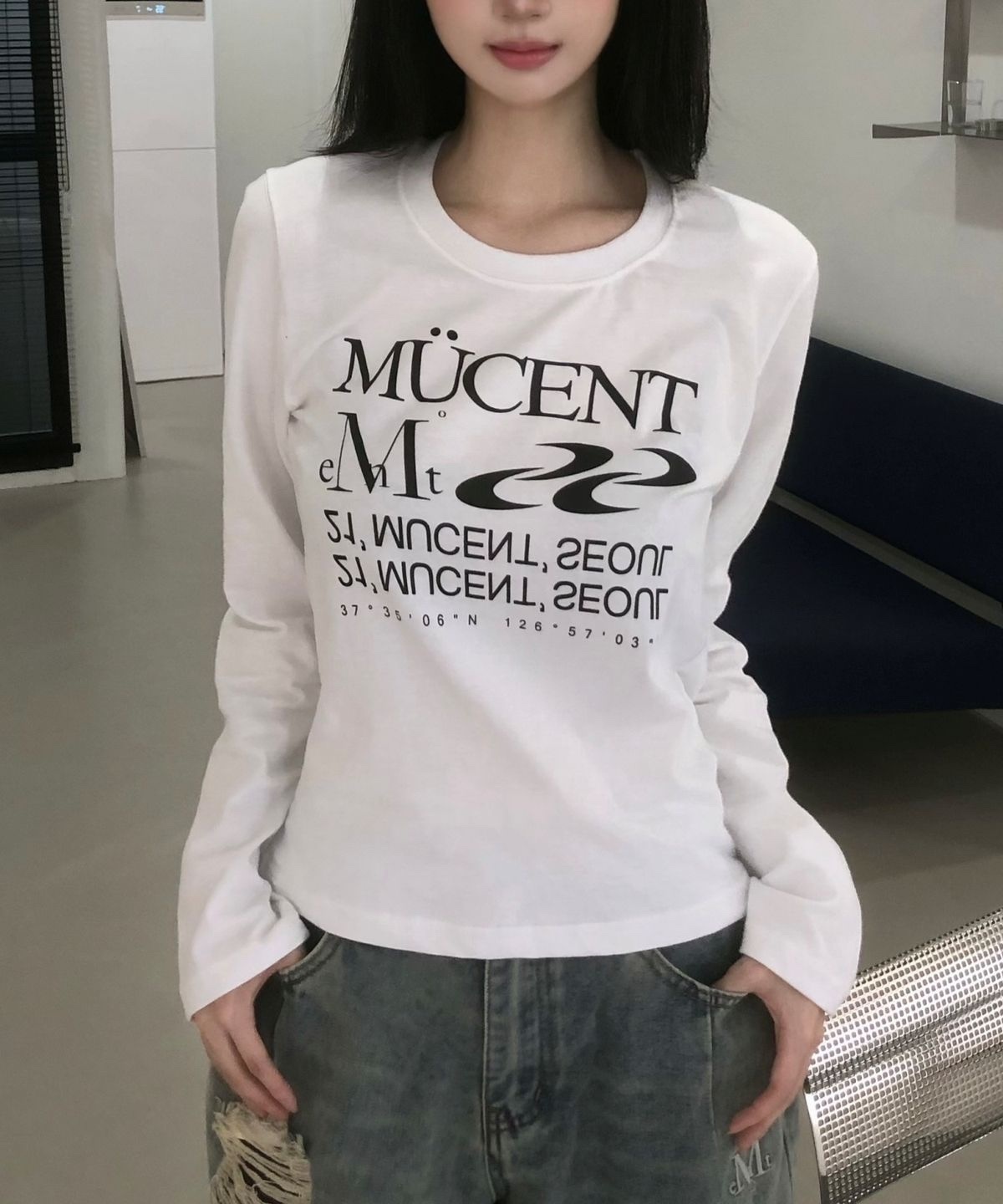 （預購）韓國MUCENT 經典字母印花長袖上衣
