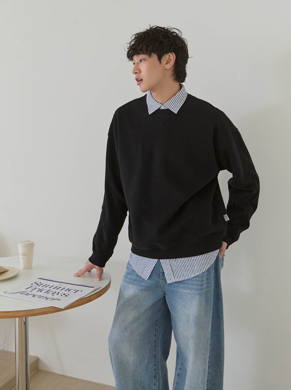 【期間限定】解構線條袖子立體摺位大學TEE