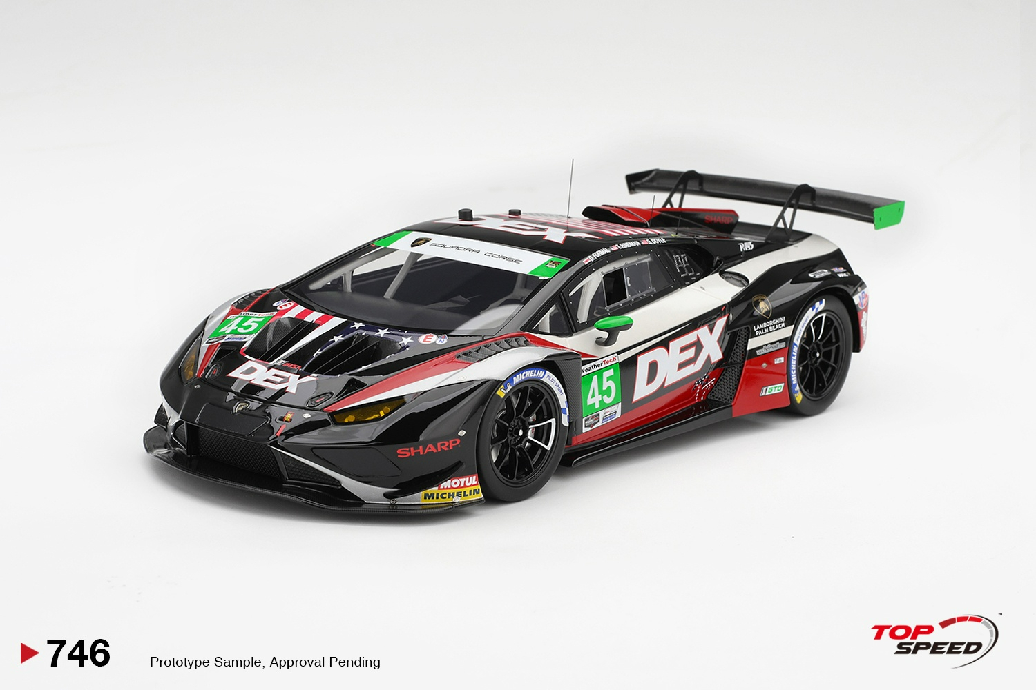 [預訂] TSM Model 1/18 林寶堅尼Lamborghini Huracan GT3 EVO2 #45 DEX Wayne Taylor Racing 2026 IMSA拉古納塞卡站 組別冠軍車
