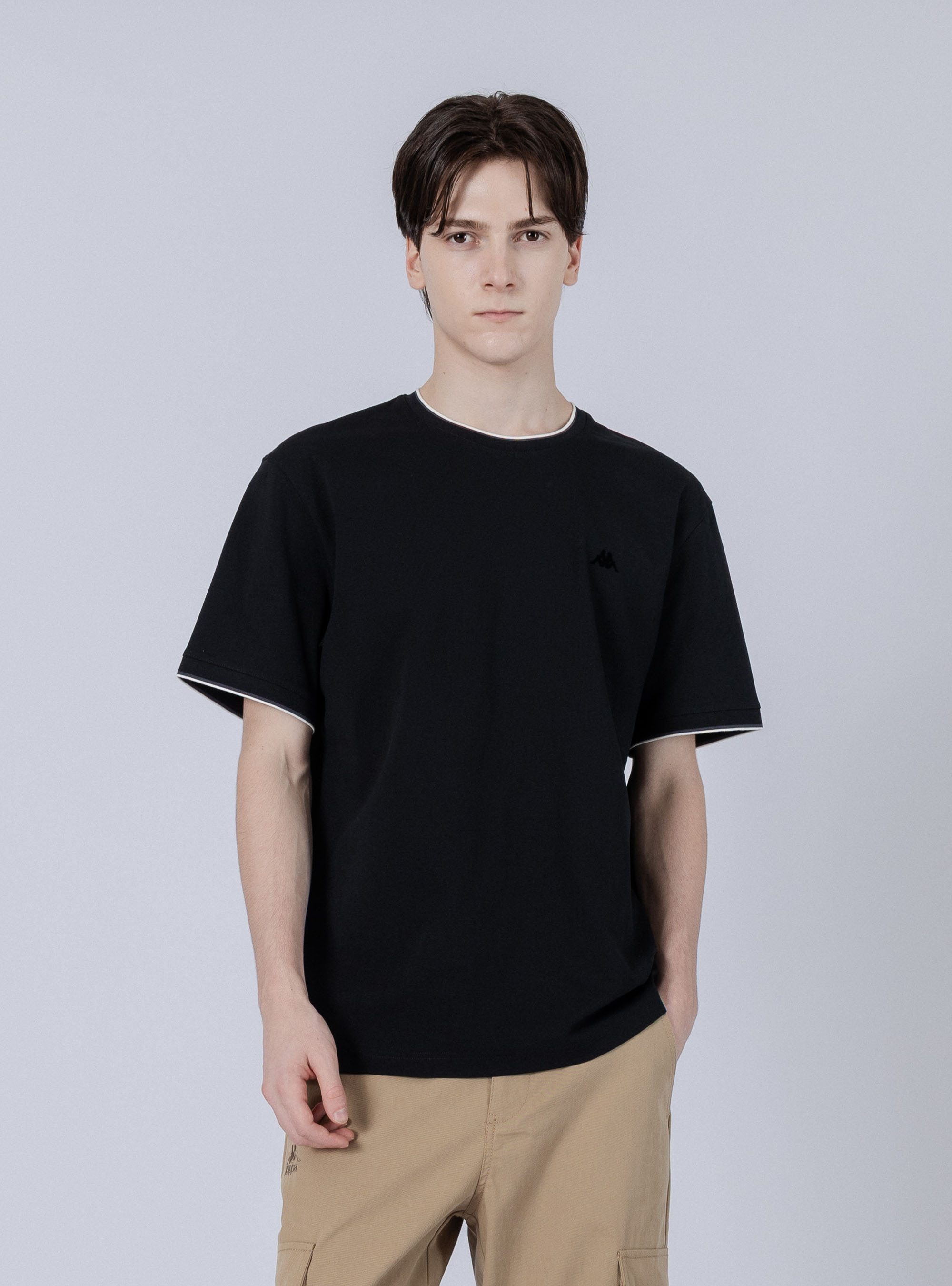 男女適穿 撞色復古圓領短袖T-Shirt