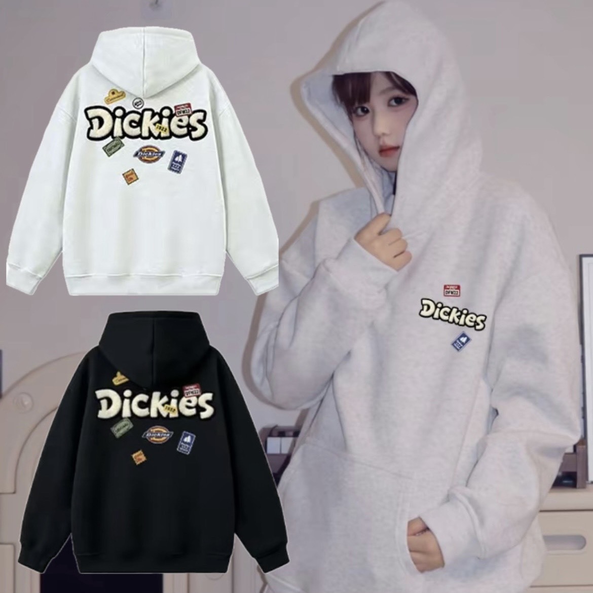 『預購商品』Dickies 美式重磅"毛巾繡"帽T 街頭塗鴉落肩 DKU263MKJFLA-BH