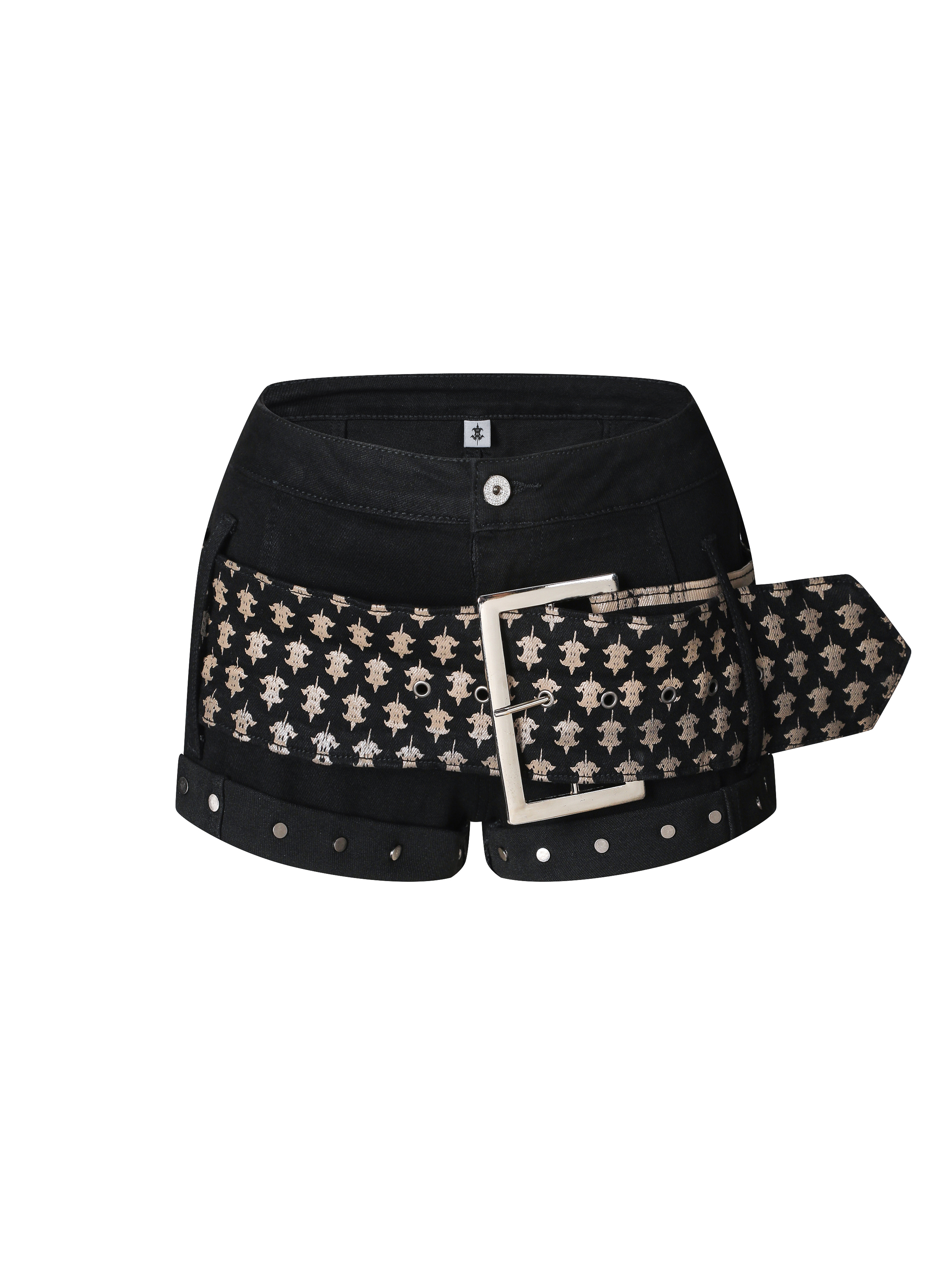 BELTED STUDDED SHORTS