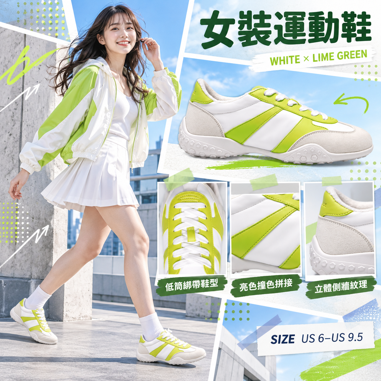 【預購】AEROSOLES N091562 Radley 女裝運動鞋 (白綠拼色)