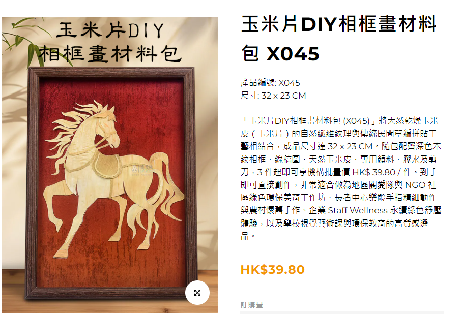 玉米片相框畫: 玉米片 DIY 相框畫材料包 X045 - 關愛隊國慶長者健腦工作坊手作 - 加油文具