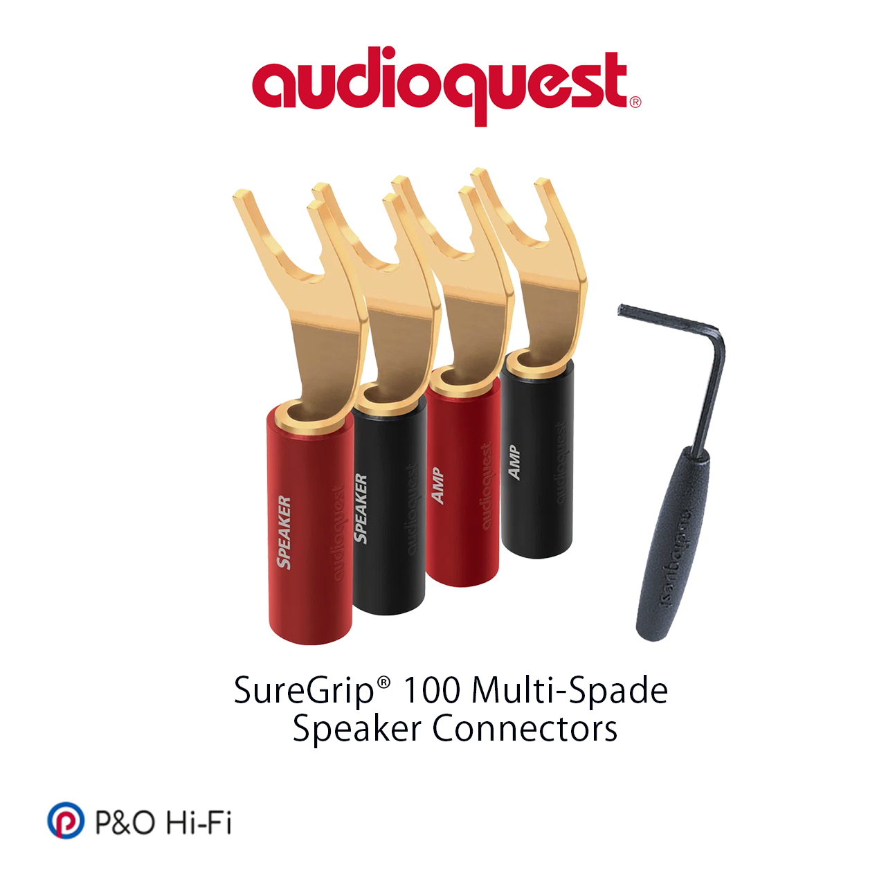AudioQuest SureGrip® 100 Multi-Spade 發燒級多功能喇叭 Y 頭 (8 件裝) (金/銀)