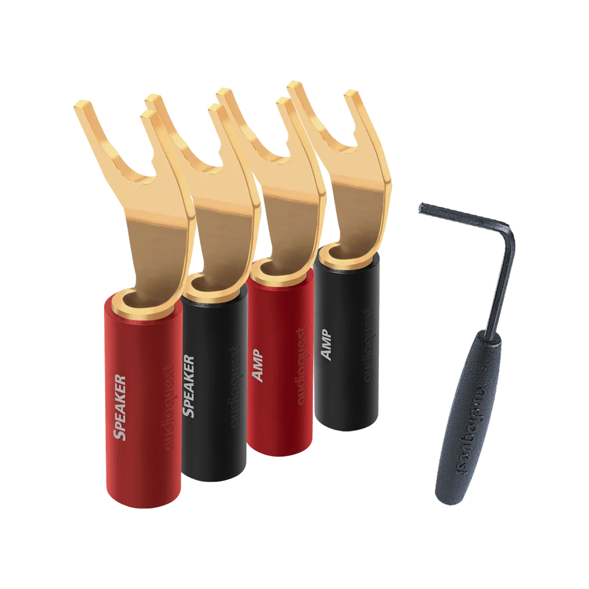 AudioQuest SureGrip® 100 Multi-Spade 發燒級多功能喇叭 Y 頭 (8 件裝) (金/銀)