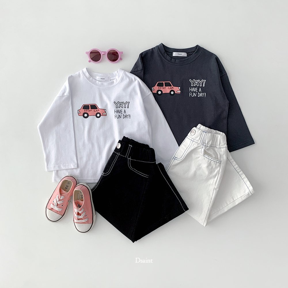 正韓秋Dsaint 兩色FUN DAY車車上衣