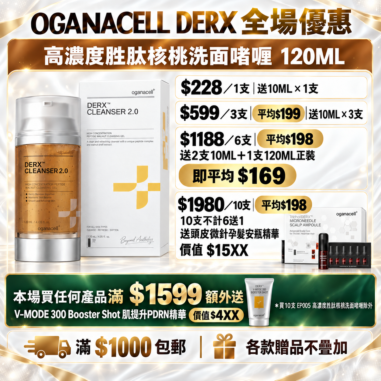 EP005 Oganacell DERX™ 升級版高濃度胜肽核桃洗面啫喱 120ml EXP:2029.08