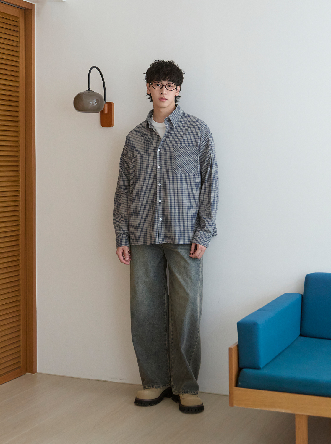 休閒格紋襯衫