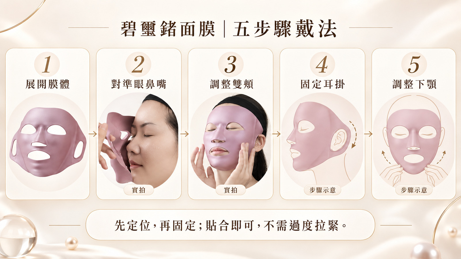 JS雅司肌因碧璽鍺面膜正確佩戴五步驟教學