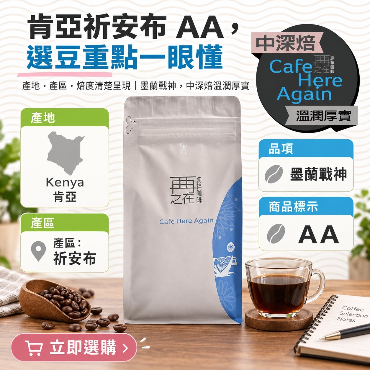 肯亞 祈安步產區 墨蘭戰神 AA 水洗
