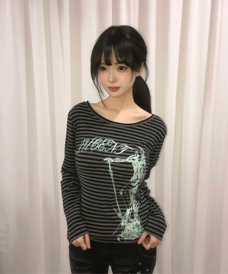韓國限定🇰🇷 MUCENT RESA PRINTING STRIPE LONG SLEEVE T 條紋 貼身 長袖 / 預購