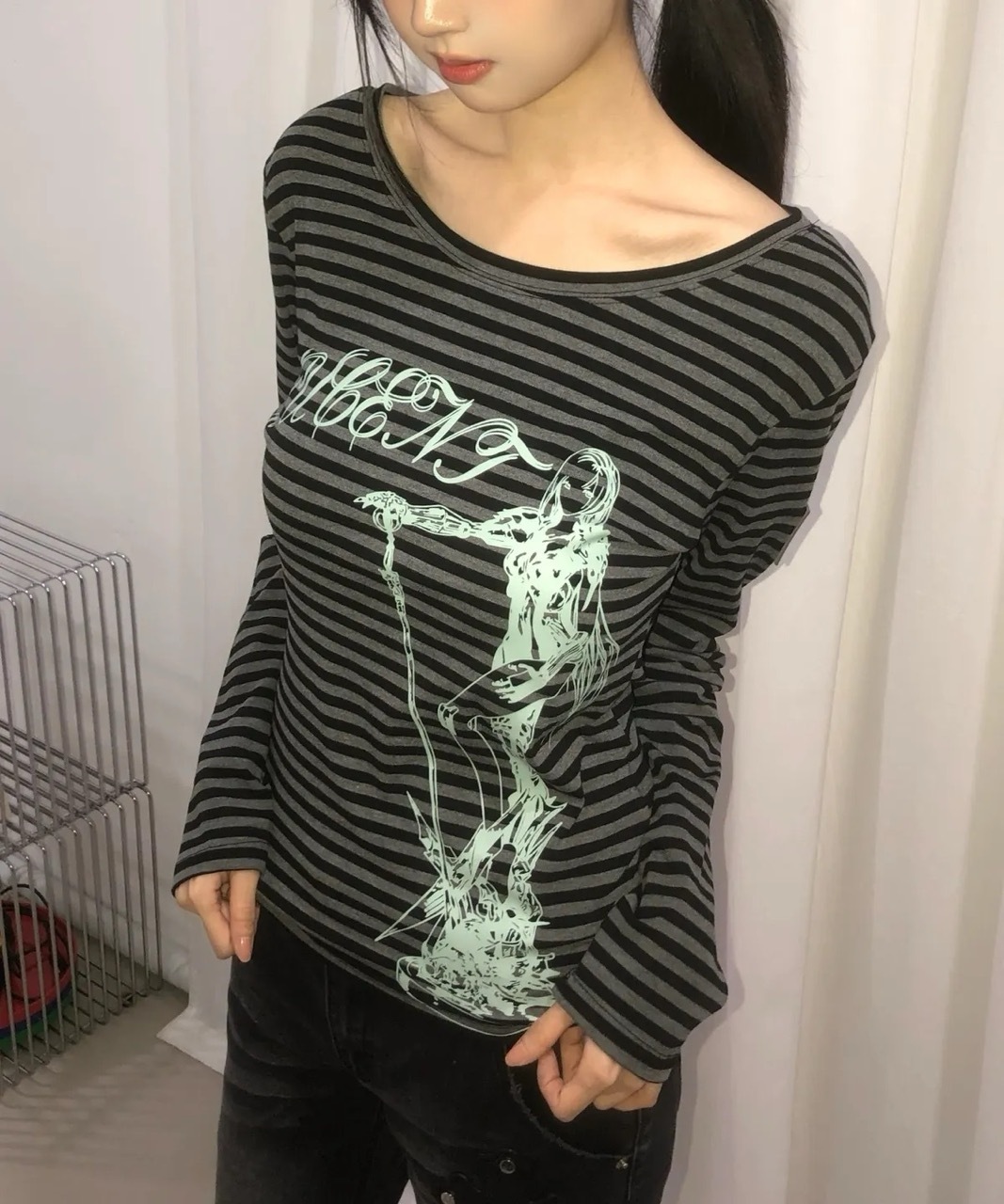 韓國限定🇰🇷 MUCENT RESA PRINTING STRIPE LONG SLEEVE T 條紋 貼身 長袖 / 預購