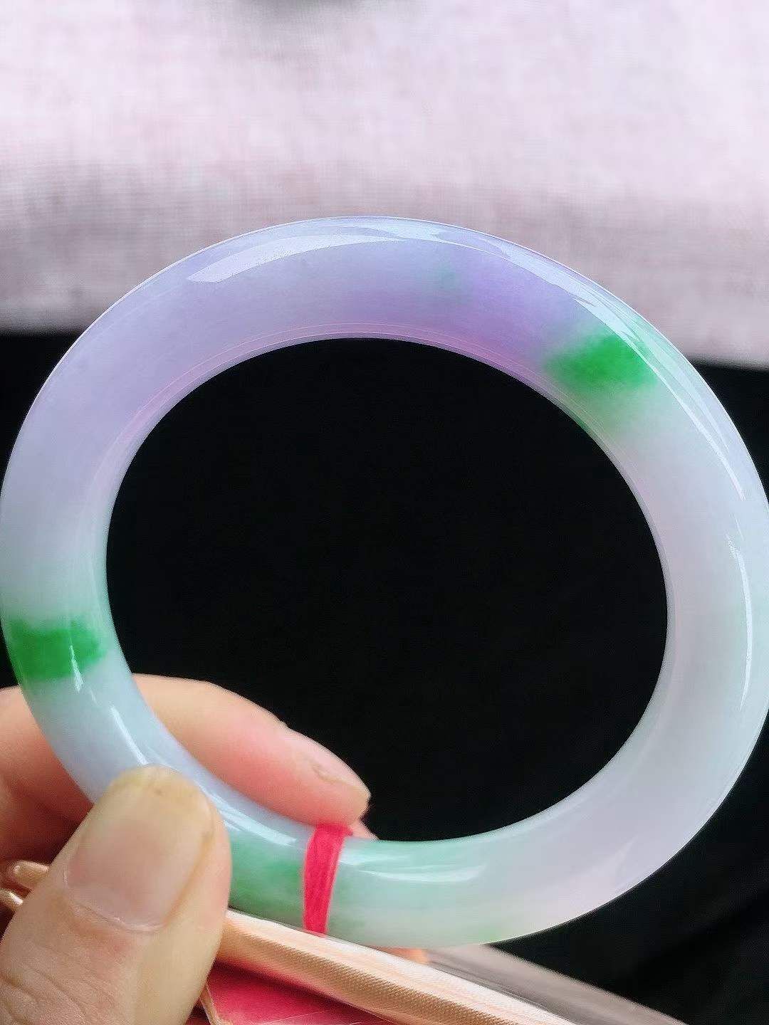 春彩圓條翡翠手鐲,天然翡翠A玉, 緬甸玉, Jade, Jadeite