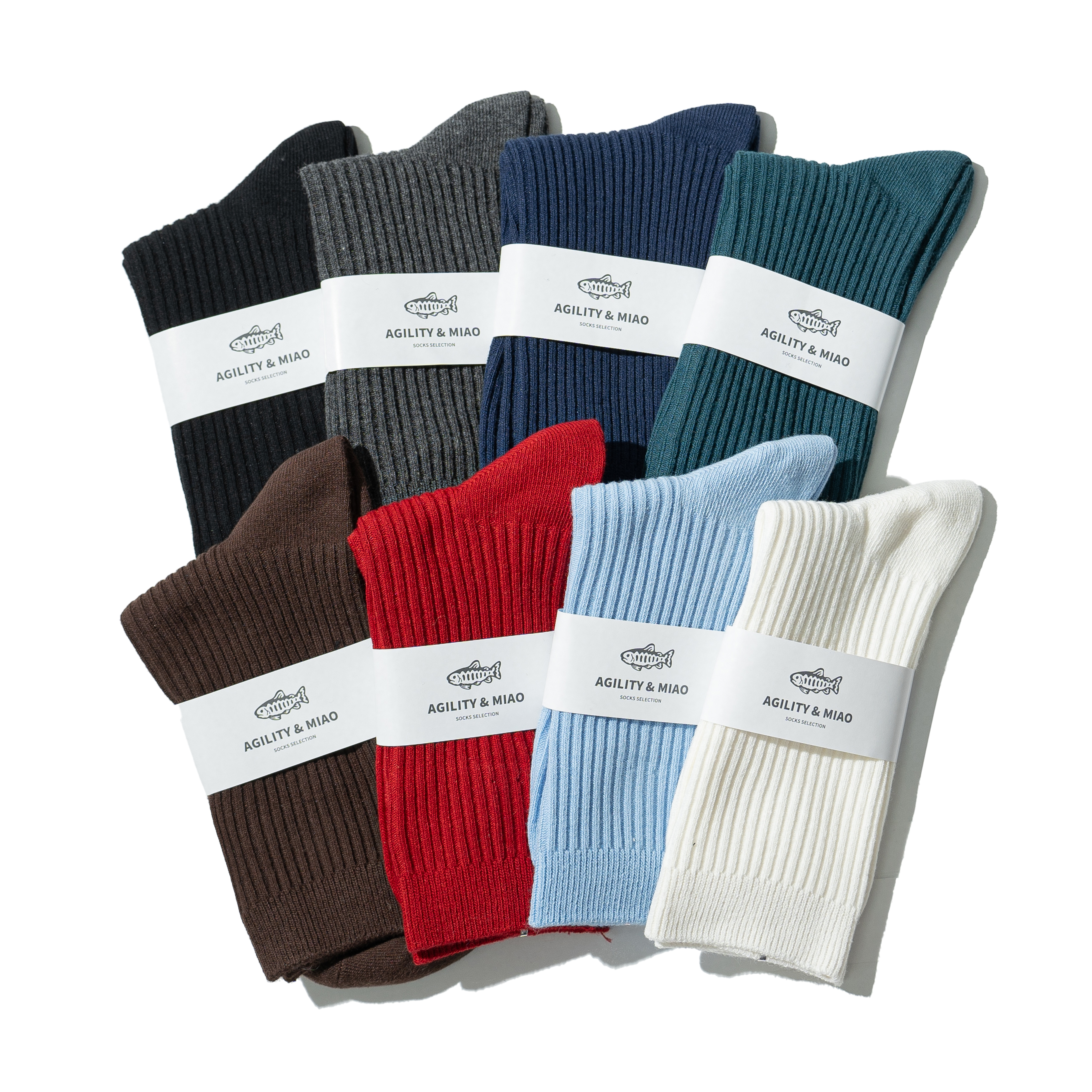 Ribbed Crew Socks 女裝多色 螺紋中筒襪 [M-S1]