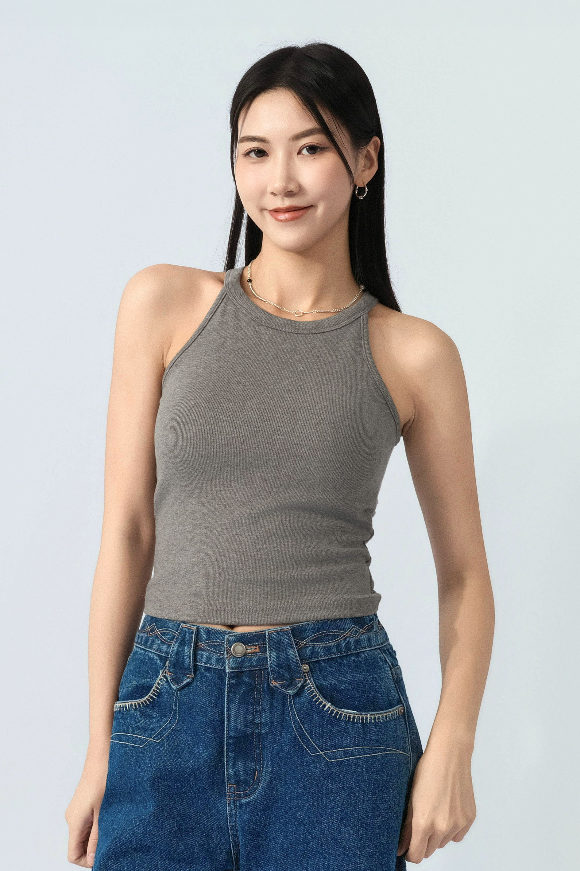 入肩背心型羅紋bra top（預購產品）