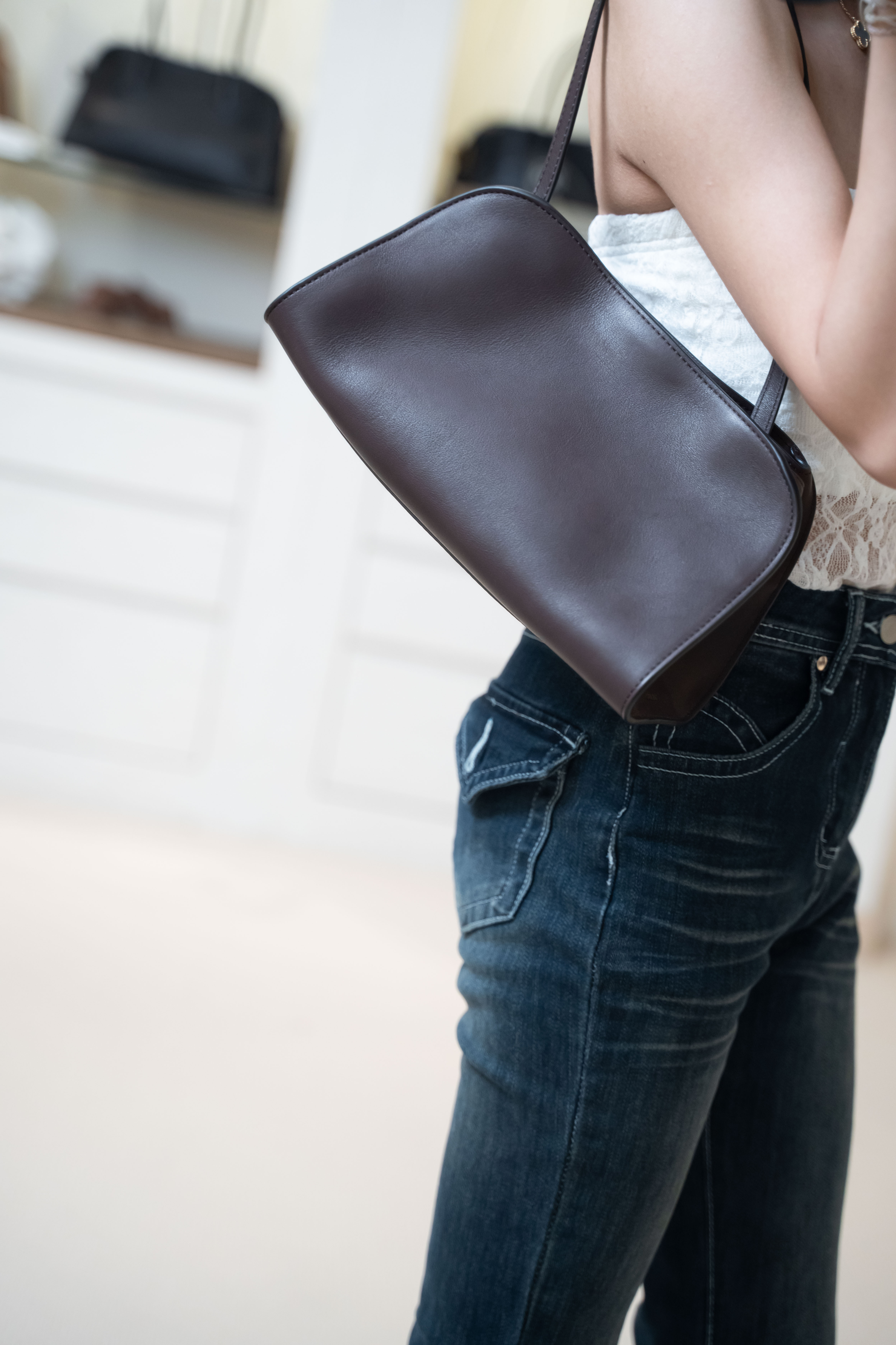 The Row Peggy Clutch saddle leather deep brown 馬鞍皮深棕色手拿包
