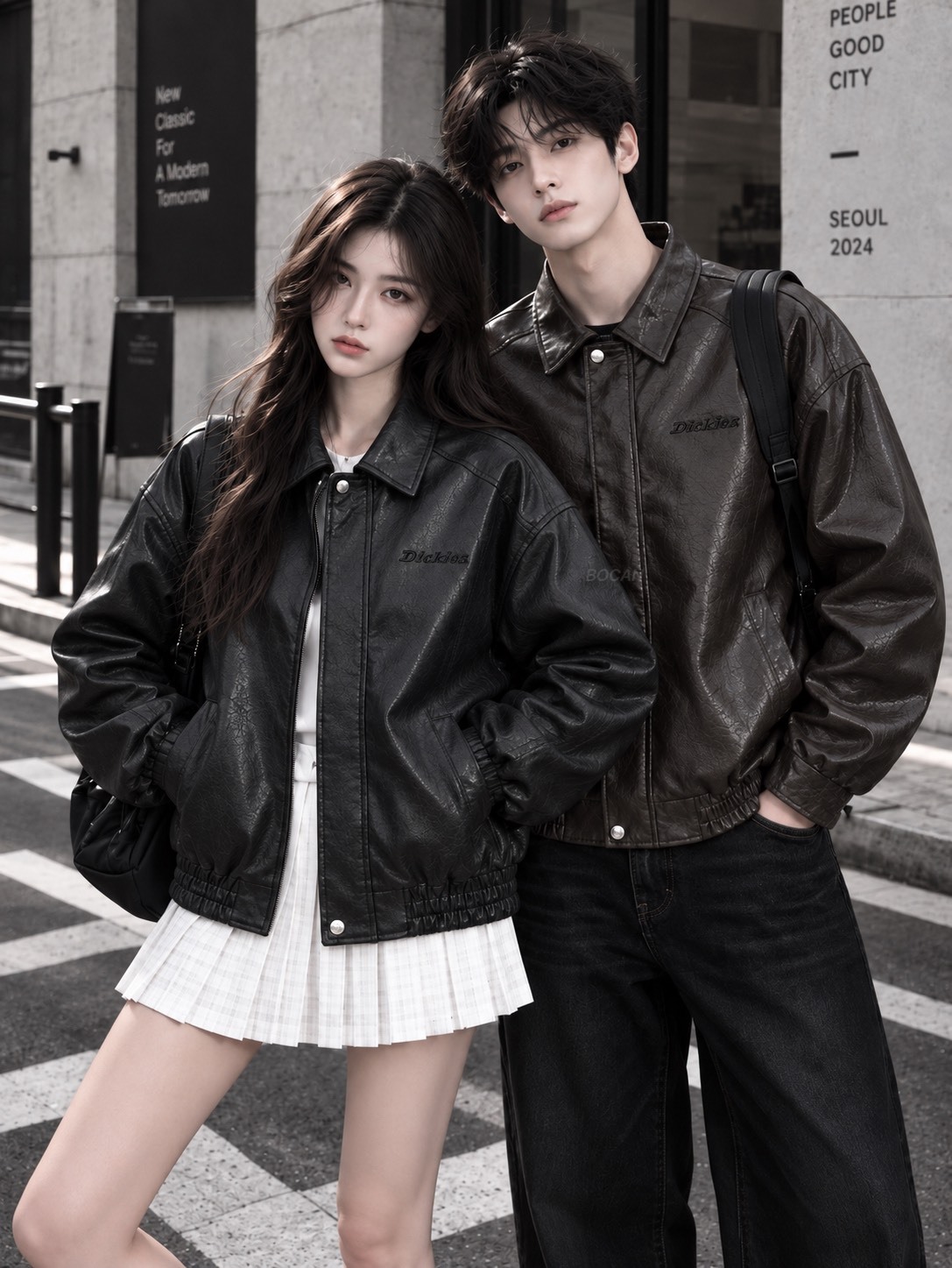 DICKIES 美式復古 刺繡皮外套 男女同款