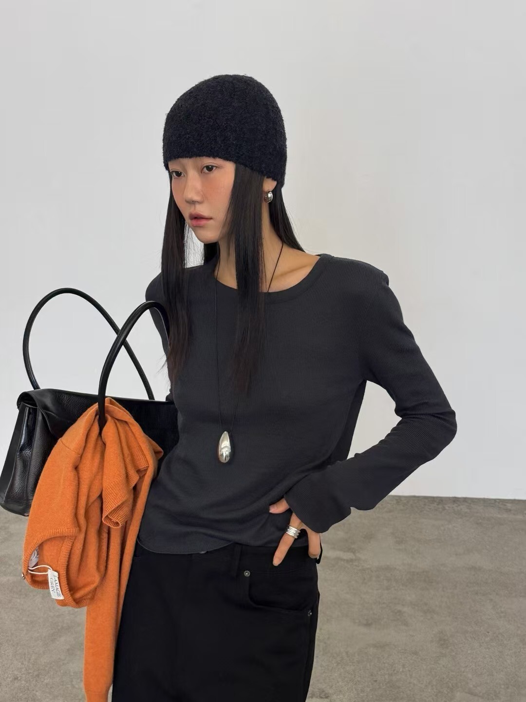 LG2629 Scarf Ribbed Tee