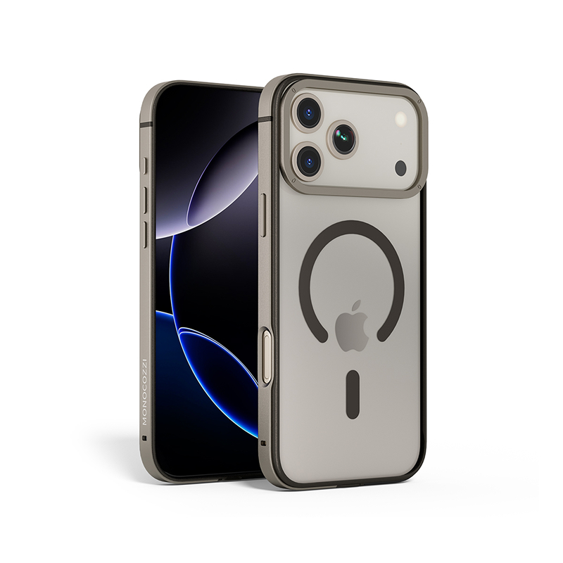 for iPhone 17 | ARMOUR | Magnetic Charging Compatible Shockproof Alumium Frame Case - Titanium