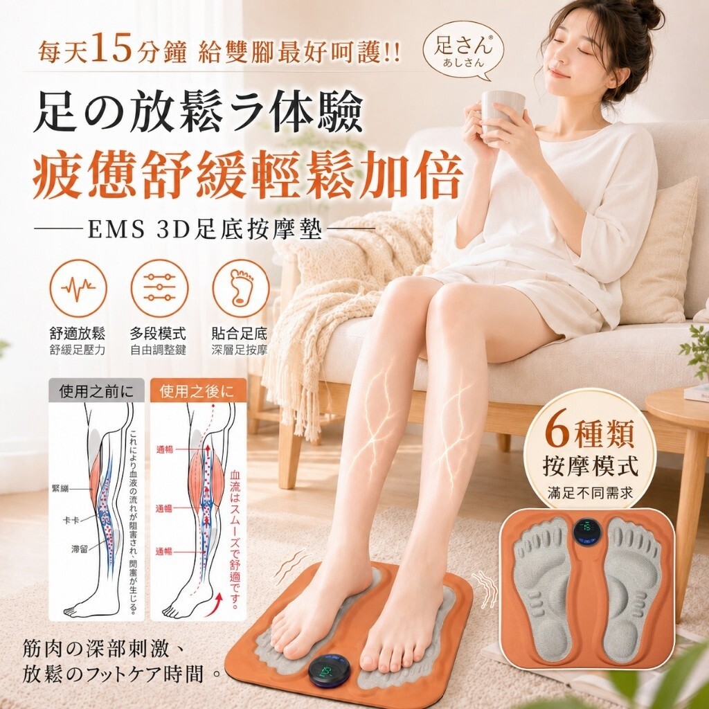 WSBB12777  足さん® EMS 3D足底按摩墊（11月下旬）