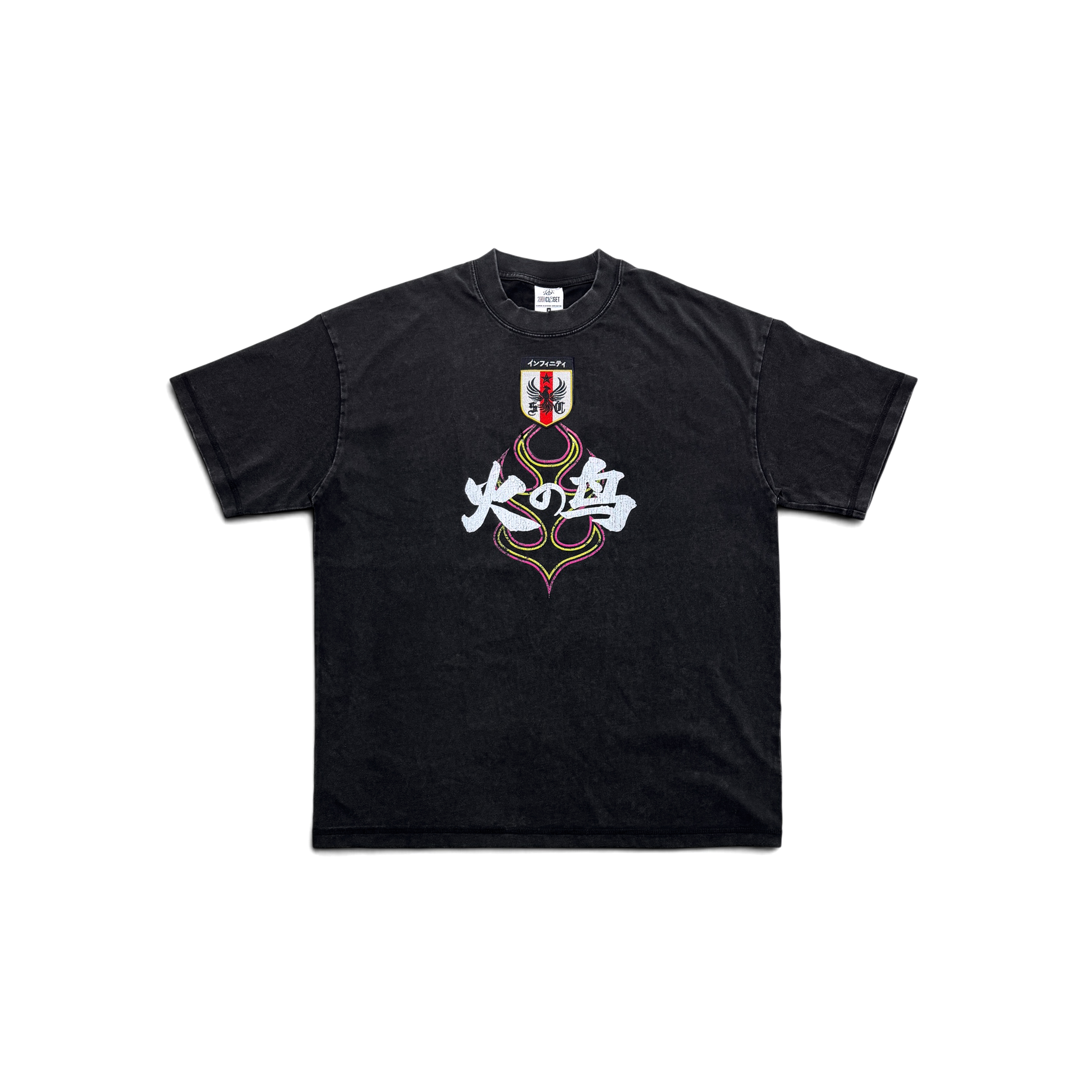 2nd Closet “FIRE BIRD” YOUTHQUAKE WASHED T-SHIRT - Black | SS26-TE43