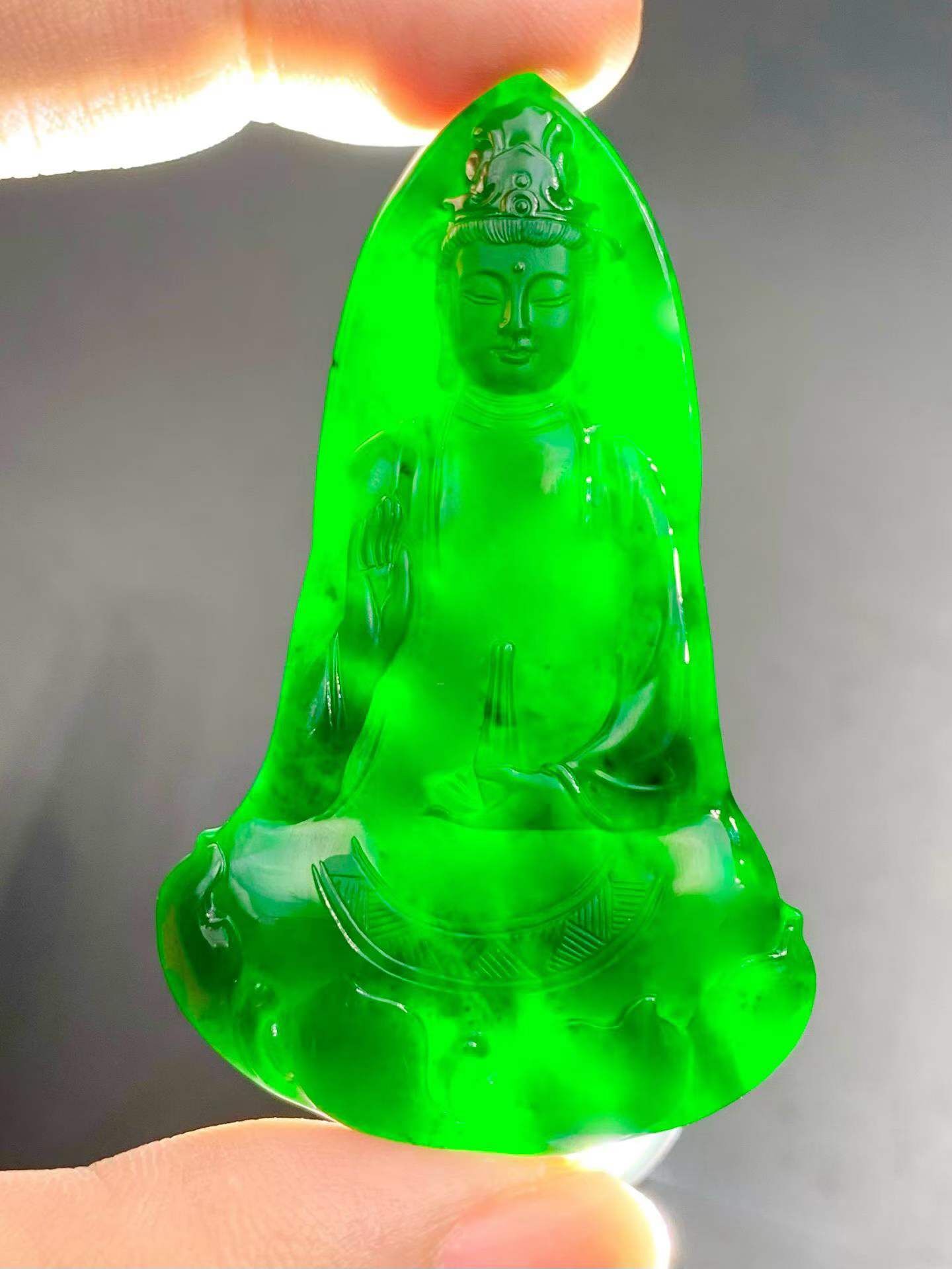 翡翠墨翠素衣觀音,天然翡翠A玉, 緬甸玉, Jade, Jadeite