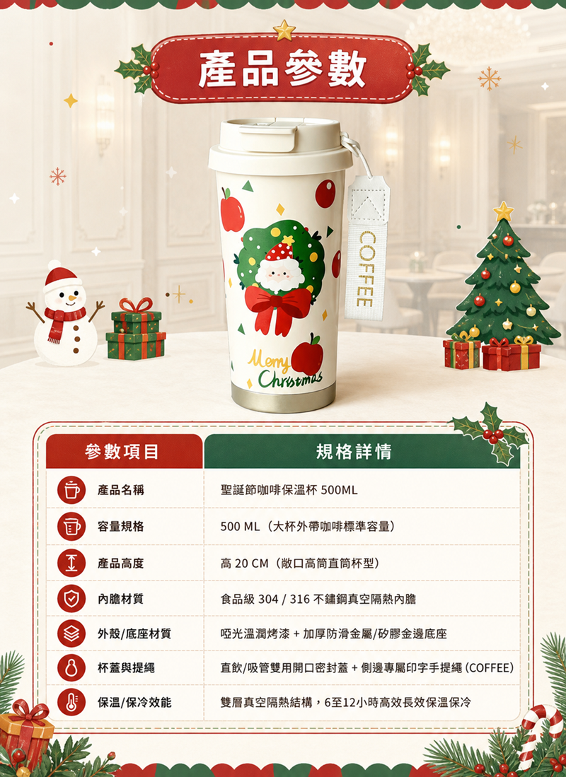 聖誕節咖啡杯 500ML NY2680