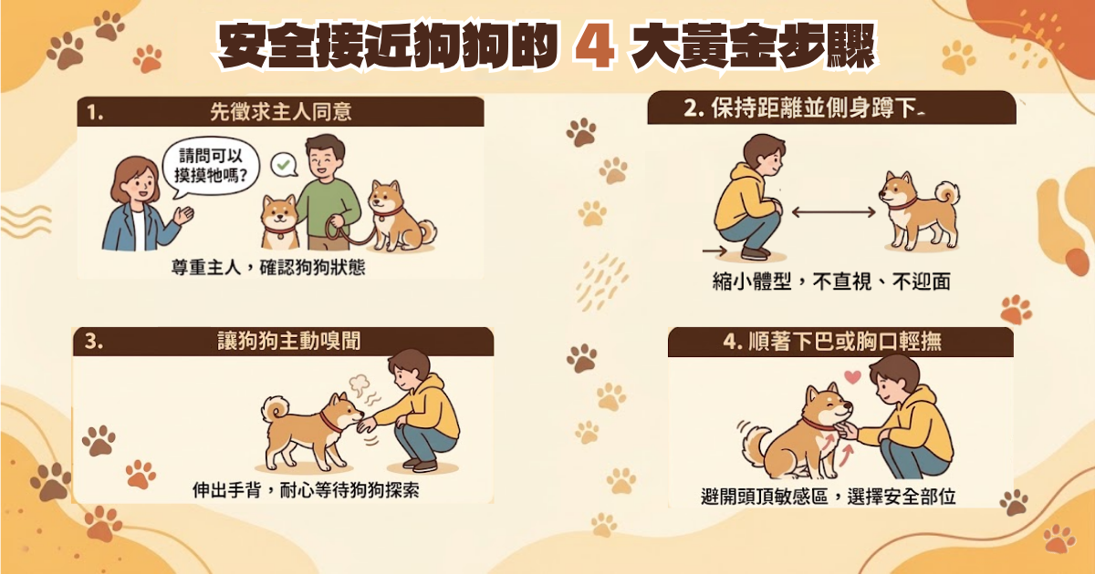 安全接近狗狗的 4 大黃金步驟