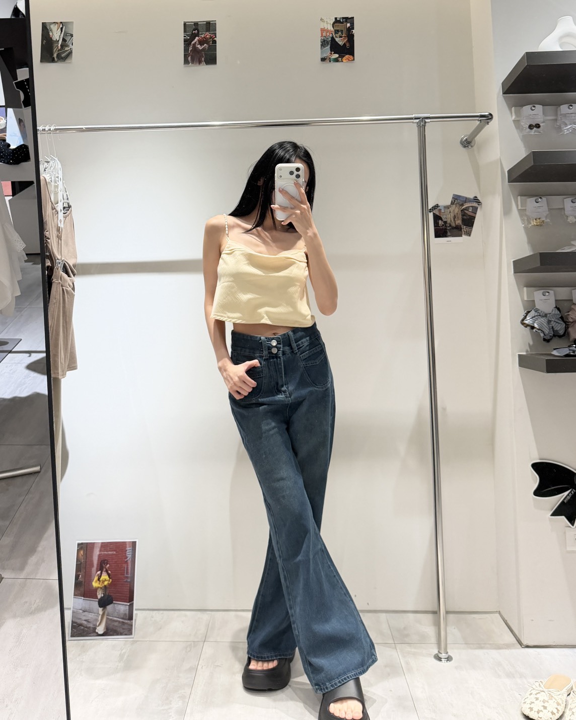人魚眼淚珍珠吊帶垂墜領背心-2色