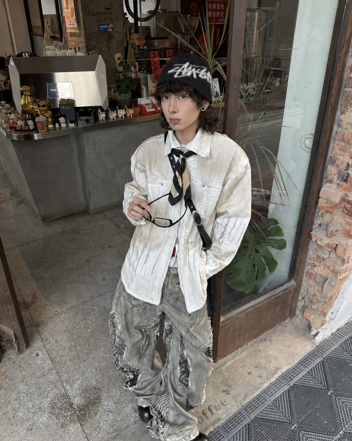 STUSSY BRUSHED OUT STOCK 刷毛針織 提花LOGO 毛帽 黑／棕 2色