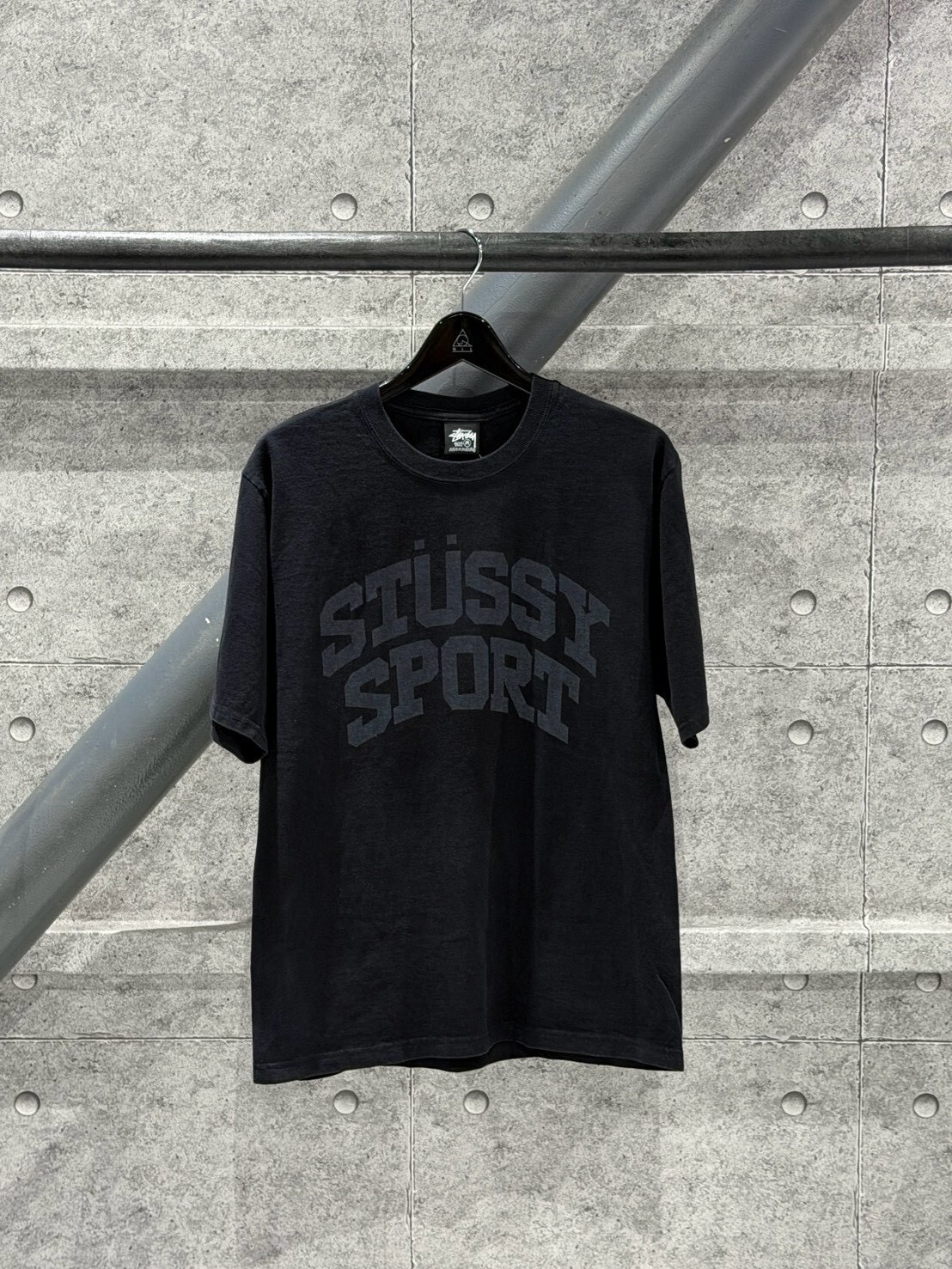 STUSSY Black/Gray Logo Short-Sleeve T-Shirt