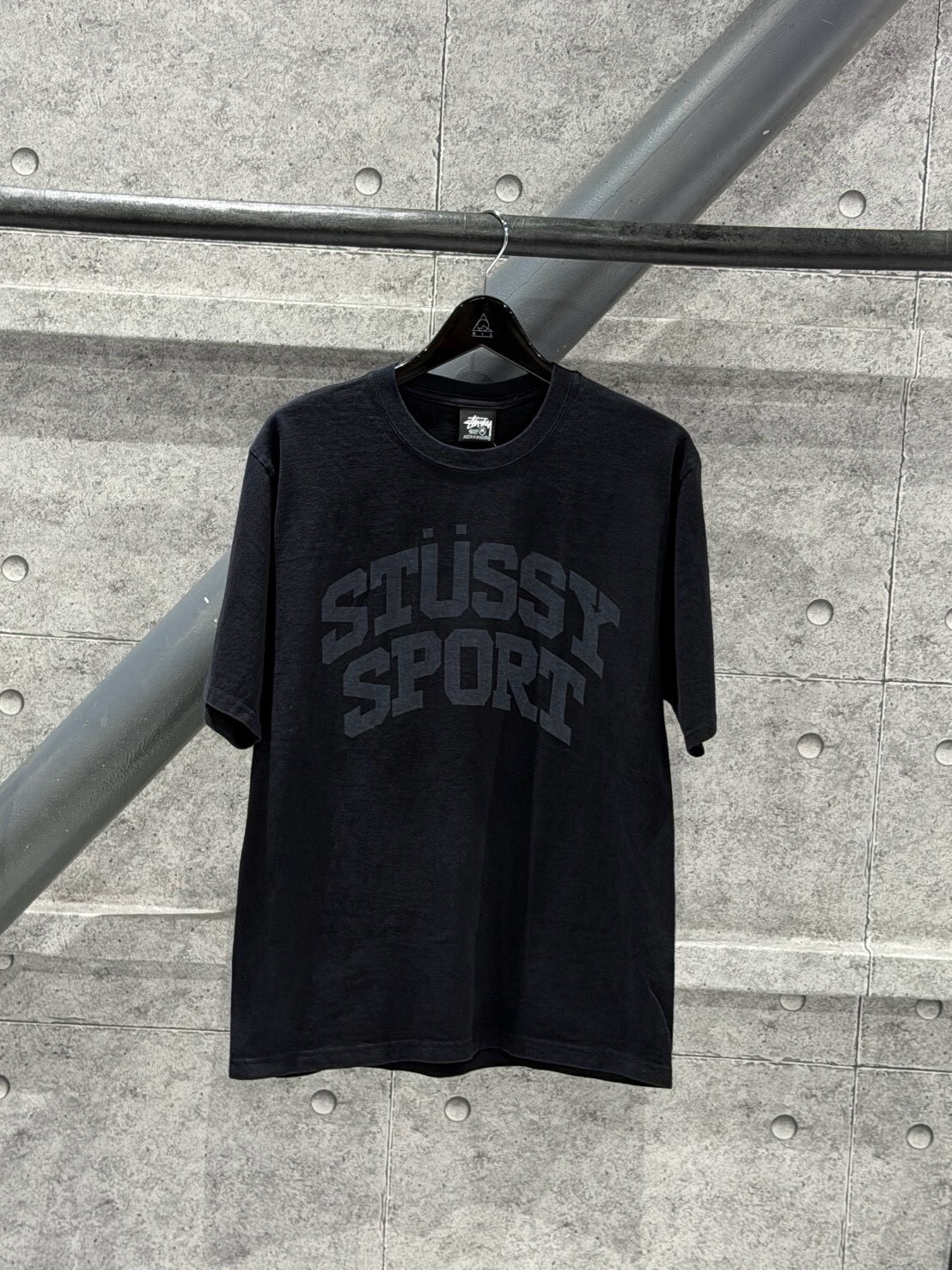STUSSY Black/Gray Logo Short-Sleeve T-Shirt