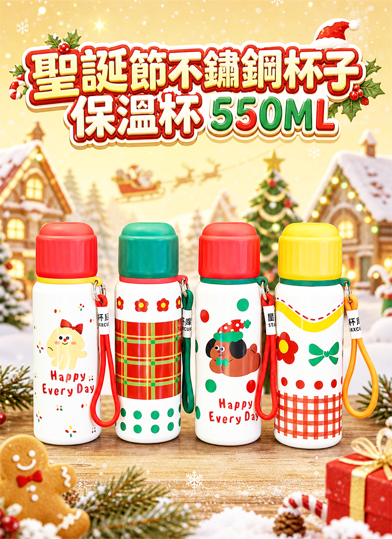 聖誕節不鏽鋼杯子保溫杯 550ML NY2681