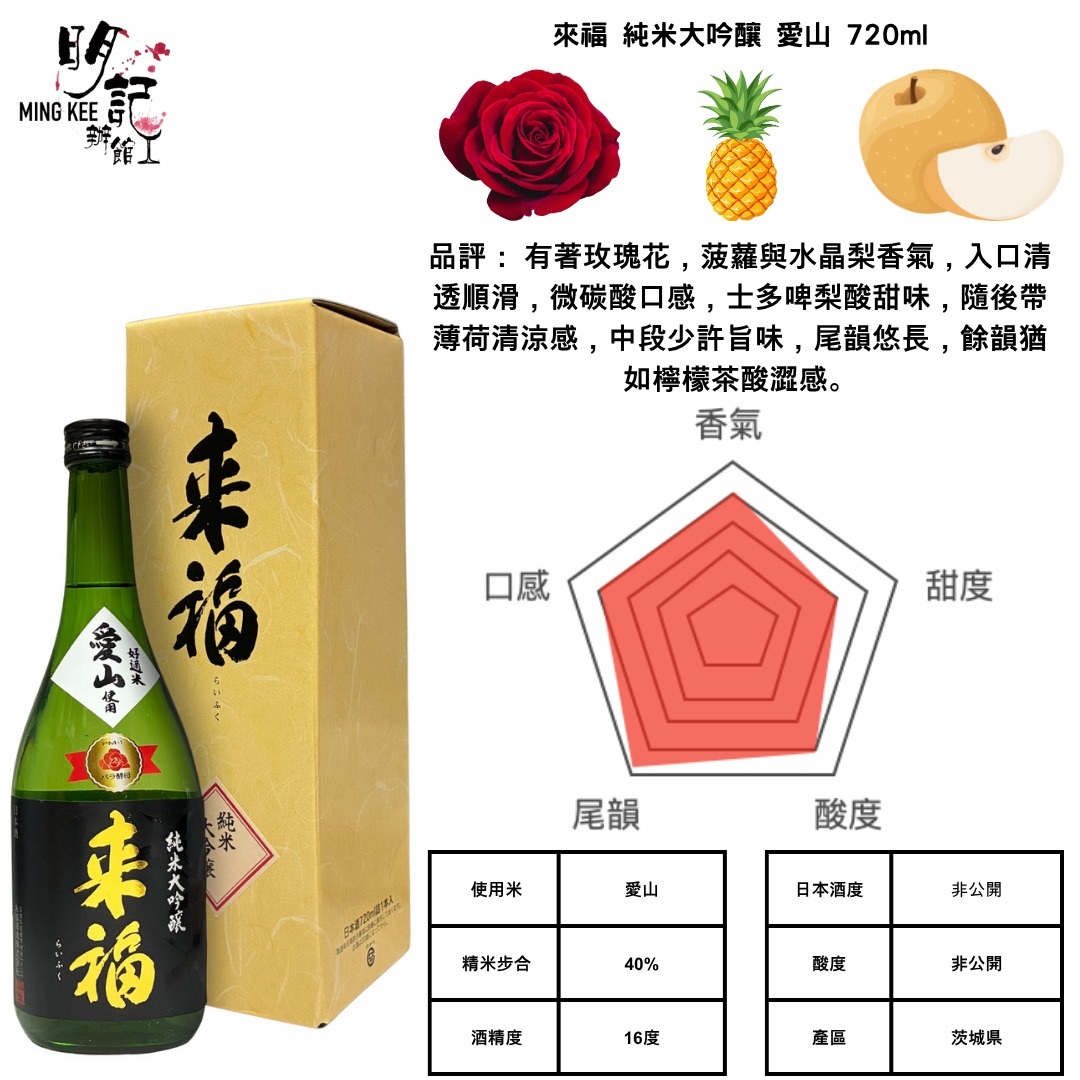 來福 純米大吟釀 愛山 720ml